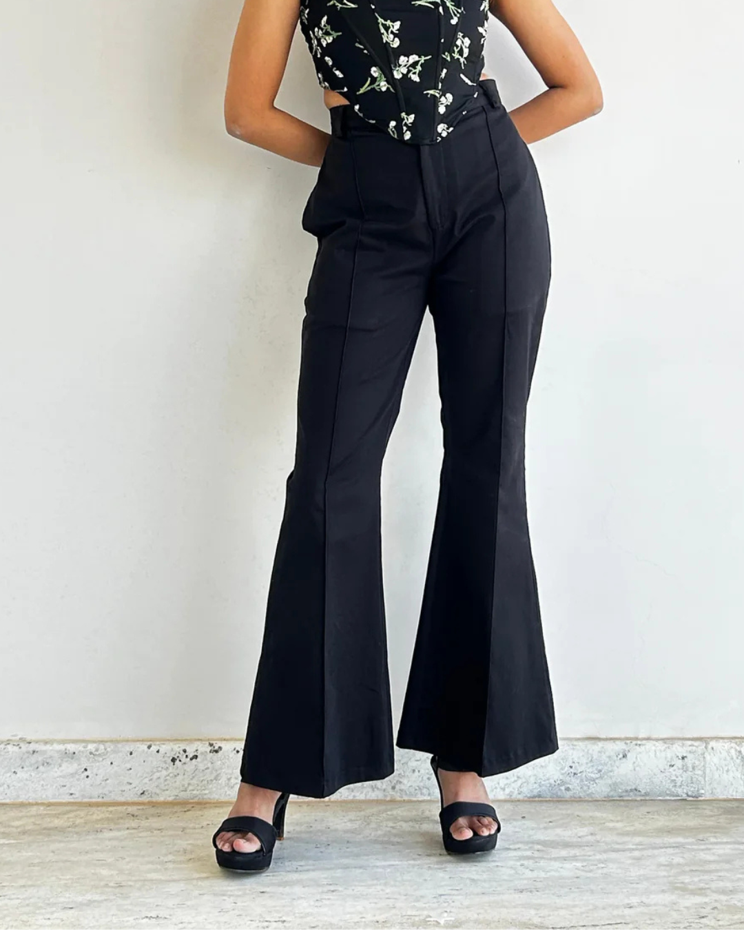 Black High Waist Bootcut Trouser
