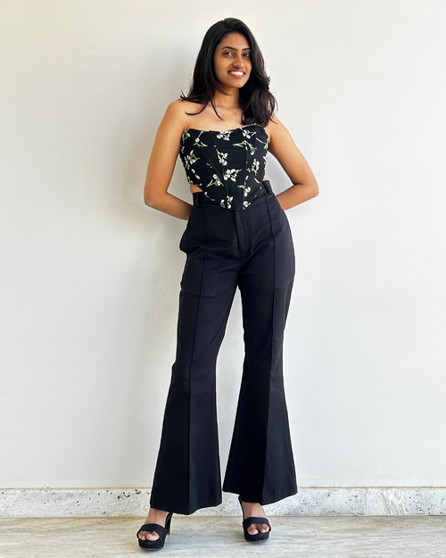 Black High Waist Bootcut Trouser