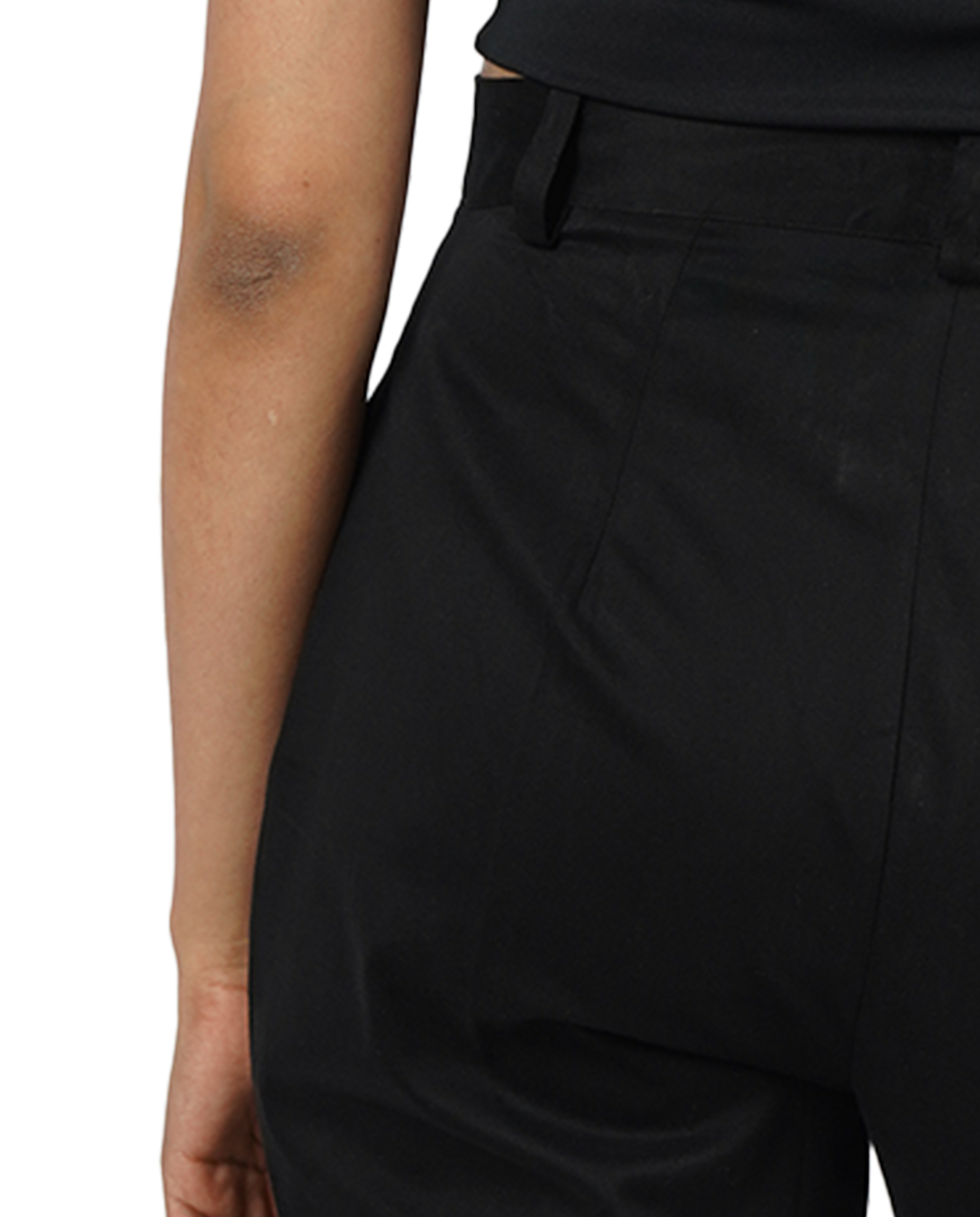 Black bootcut high waist formal trouser for women - back close up view | Asqeu