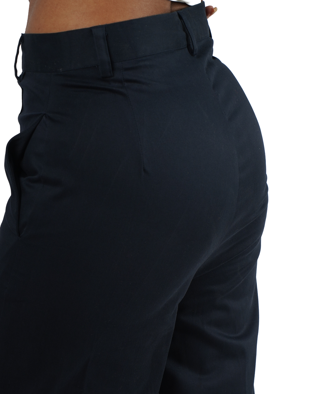 Blue wide leg high rise formal trouser for women - side view | Asqeu