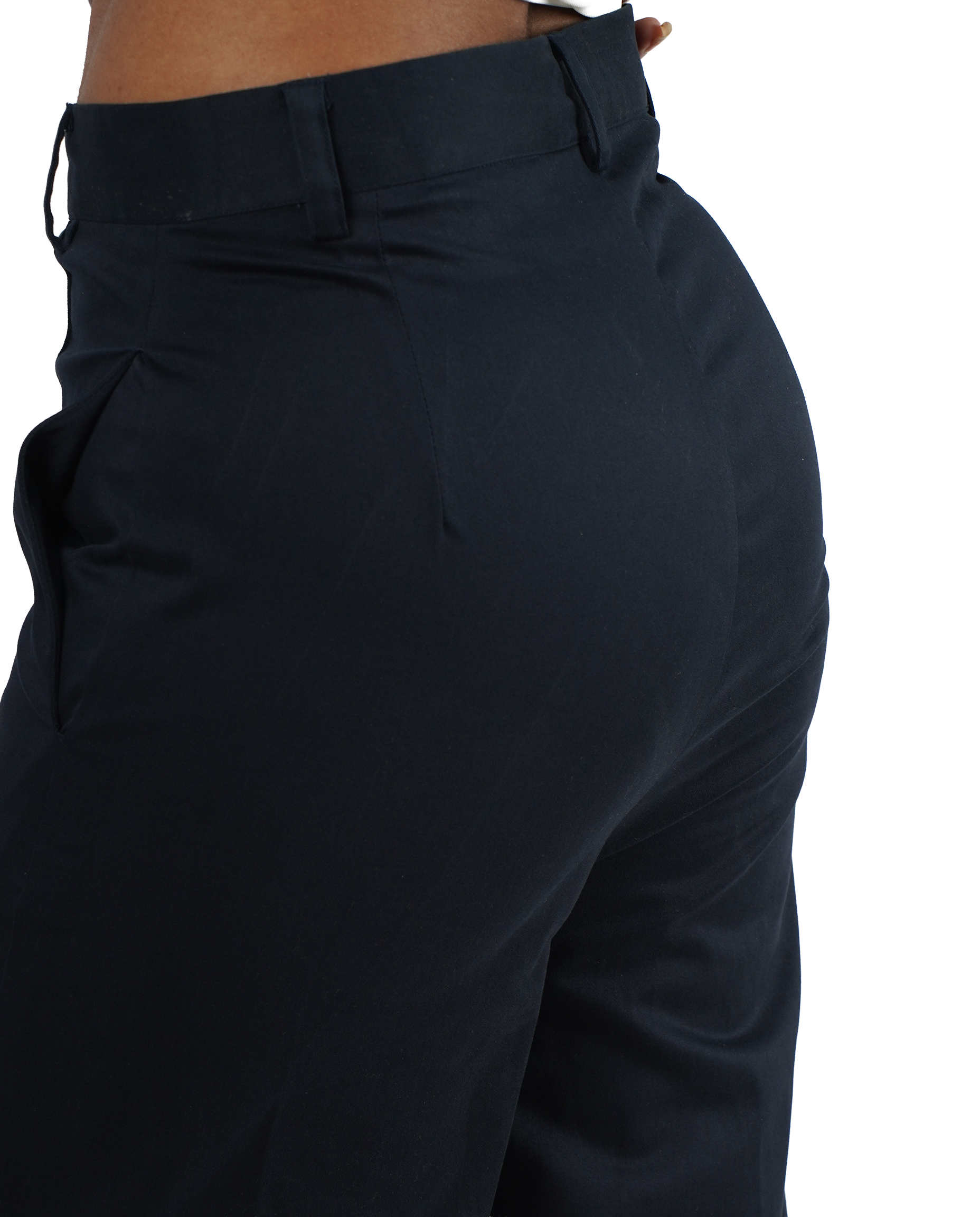 Blue wide leg high rise formal trouser for women - side view | Asqeu